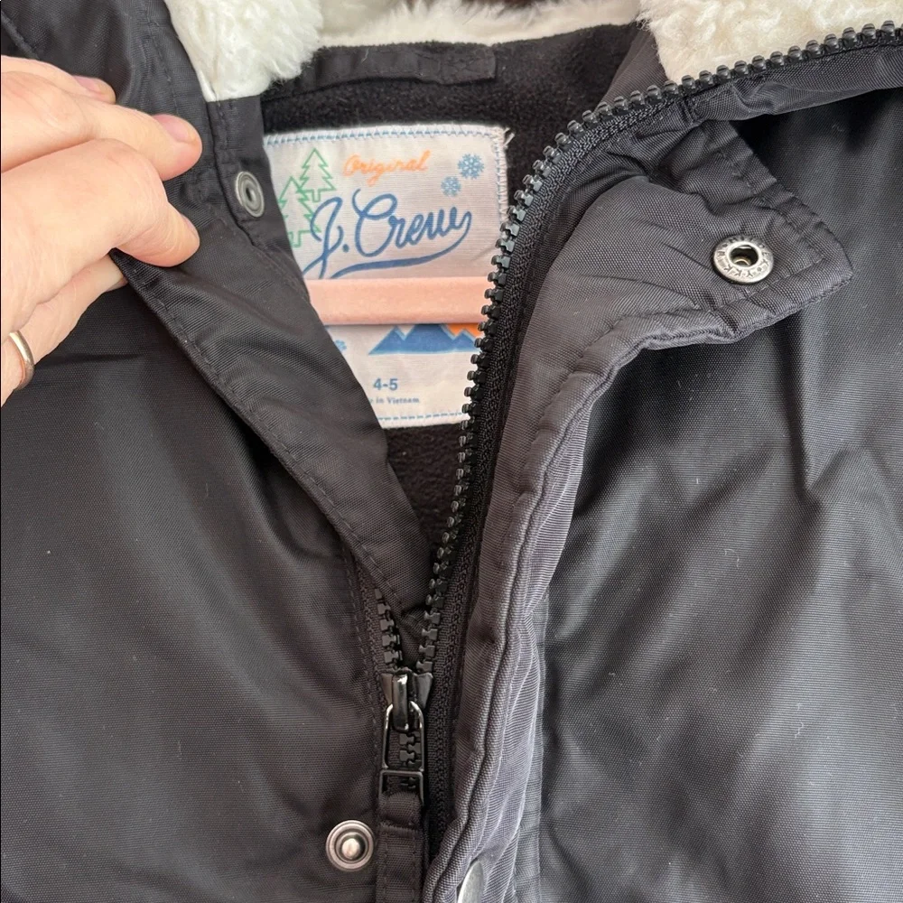 Crewcuts 4-5 Black Primaloft Puffer Parka Coat Jacket Fur Hood